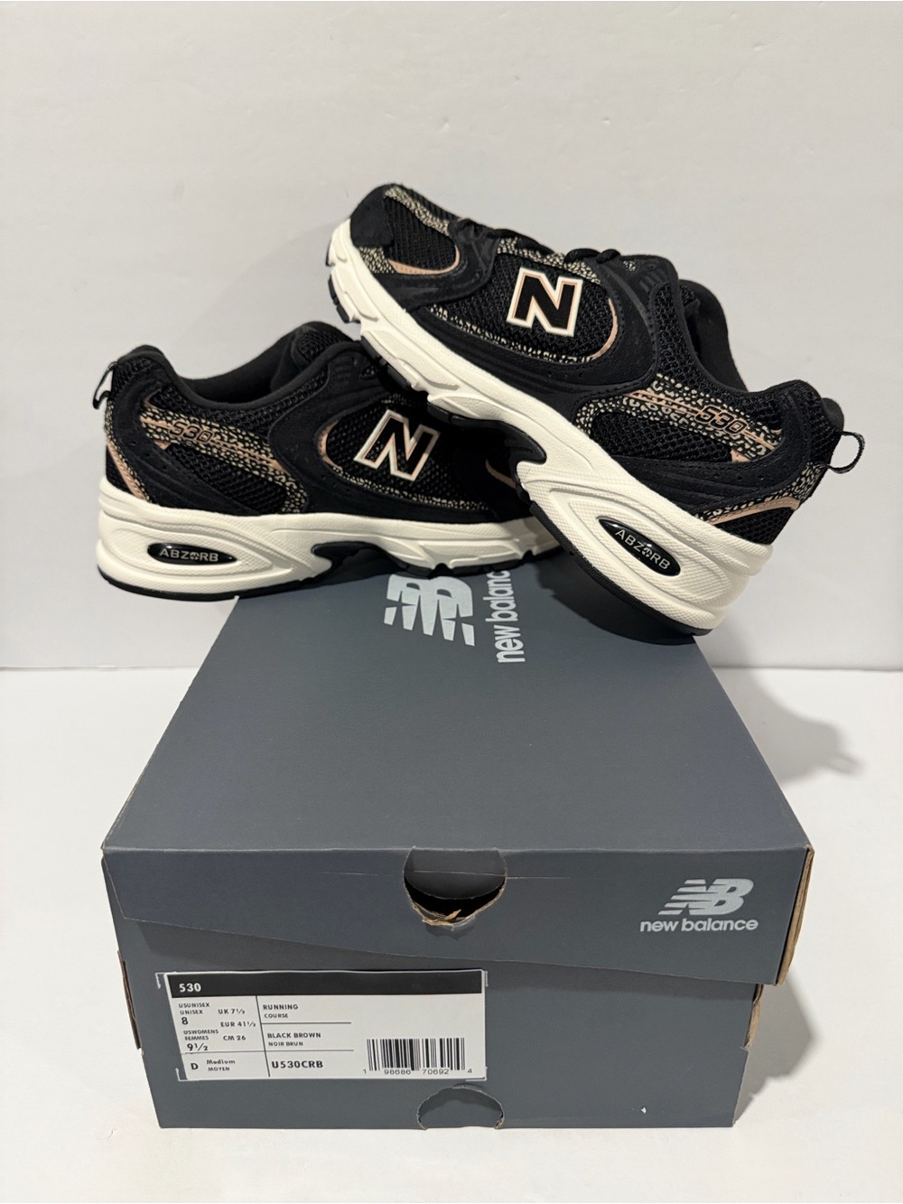 New Balance 530 'Black Flat Taupe' Sz: 5 / 8 / 8.5 / 9 (U530CRB)